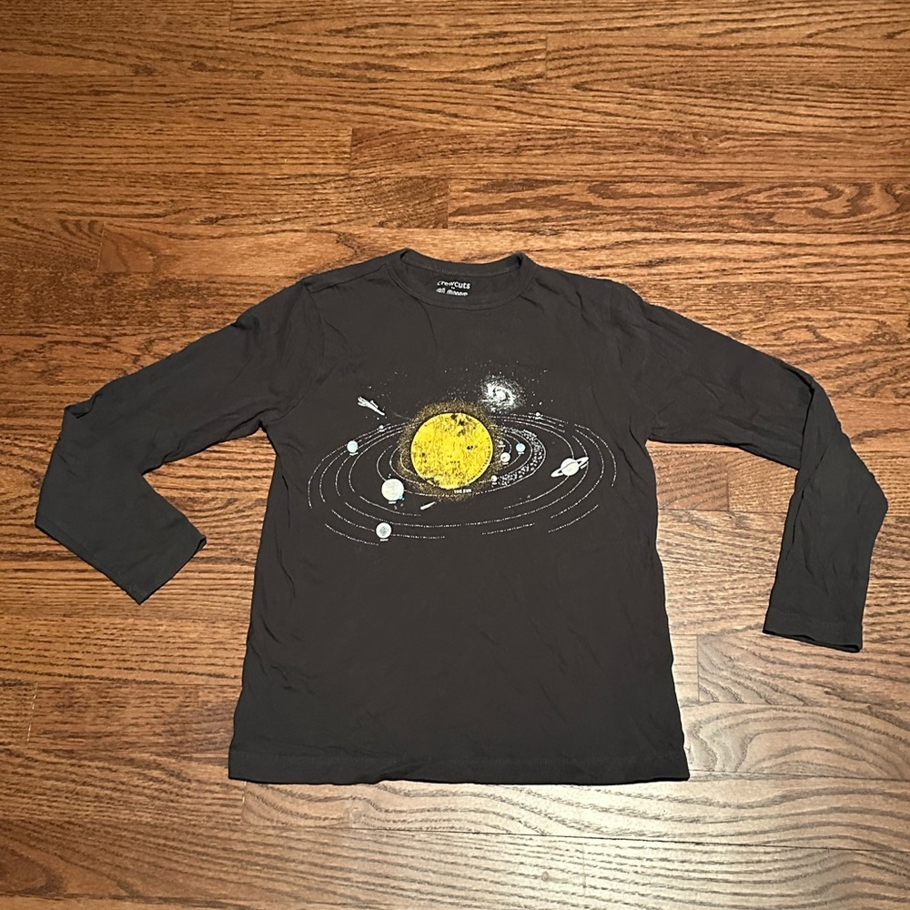 Crewcuts kids glows in the dark long sleeve graphic t-shirt with solar system
